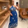 Vestido longo com detalhe Bordado