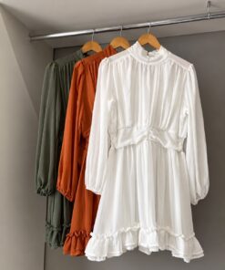 Vestido Chifon Manga Longa